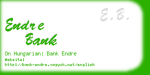 endre bank business card